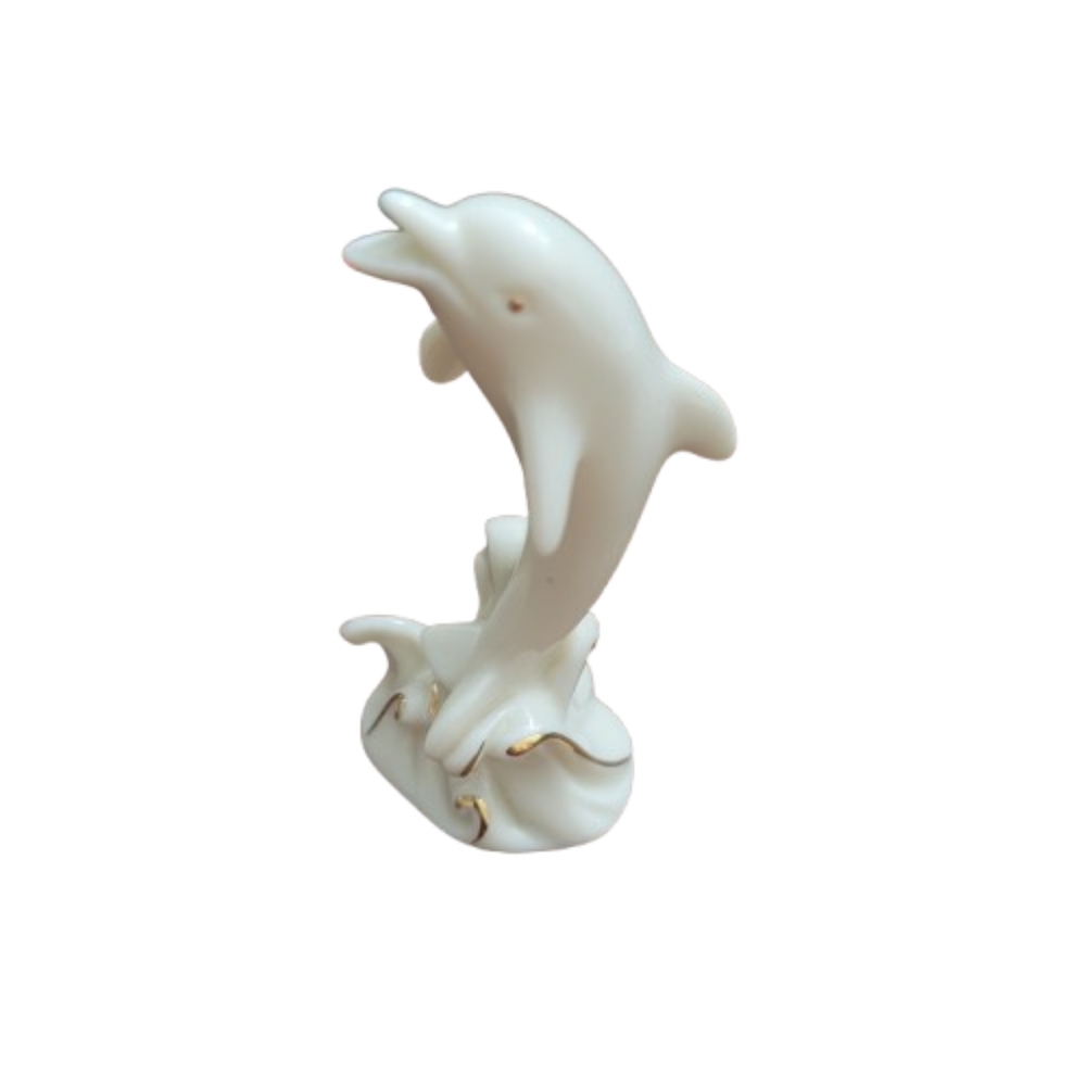 Lenox Porcelain Jumping Dolphin Figurine Gold Trim Retired Ocean Decor
